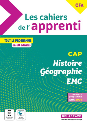 Couverture Pochette Histoire-Géographie-EMC CAP en CFA - Collection "Les cahiers de l’apprenti"