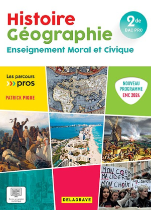 couverture Pochette Histoire-Géographie EMC 2de Bac Pro collection "Les parcours pros"